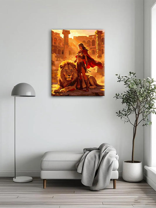 Warrior And Lion Paint By Numbers
