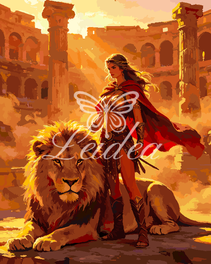 Warrior And Lion Paint By Numbers