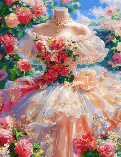 Wedding dress and flowers
