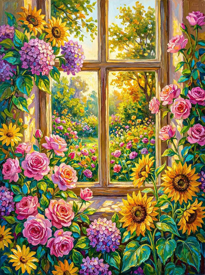 Window and sunflower