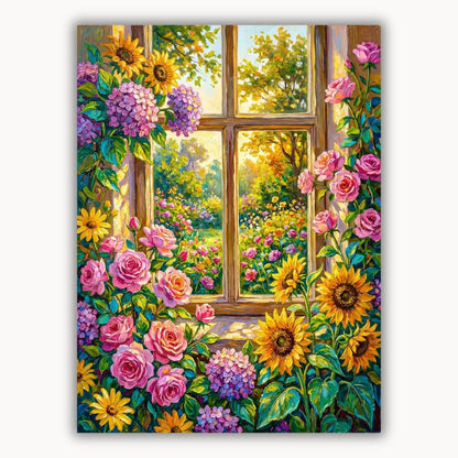 Window and sunflower