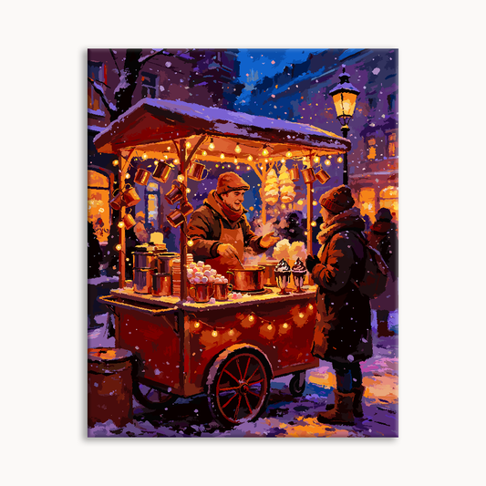 Winter Street Cart Paint By Numbers
