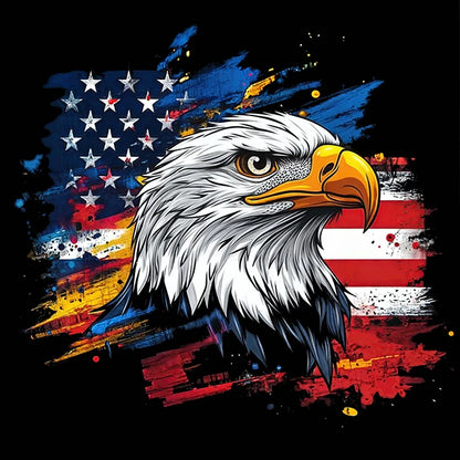 An eagle with an American flag