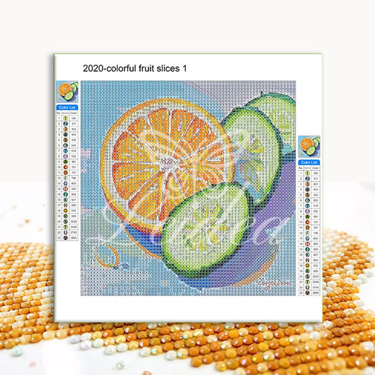 Colorful fruit slices 2 Diamond Painting 50/50（8“x8"*4）