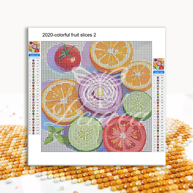 Colorful fruit slices 1 Diamond Painting 50/50（8“x8"*4）