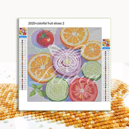 Colorful fruit slices 1 Diamond Painting 50/50（8“x8"*4）