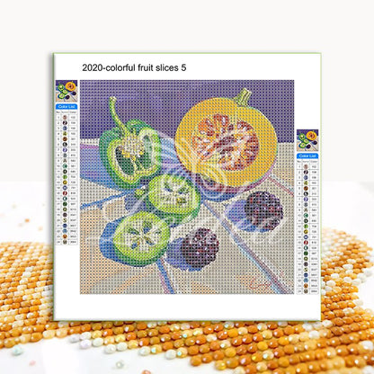 Colorful fruit slices 1 Diamond Painting 50/50（8“x8"*4）