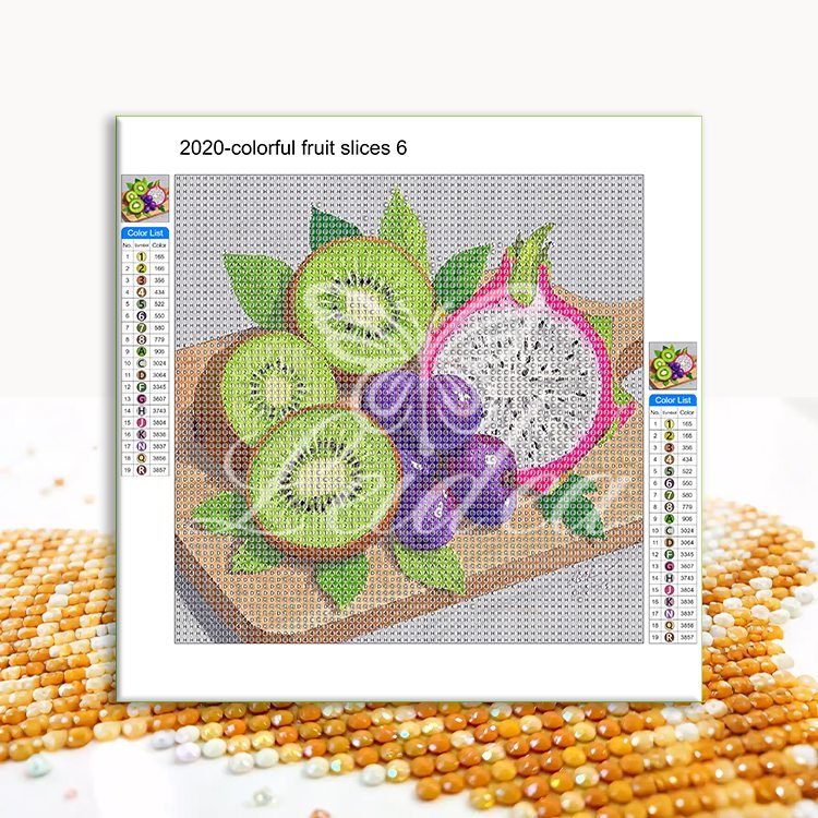 Colorful fruit slices 1 Diamond Painting 50/50（8“x8"*4）